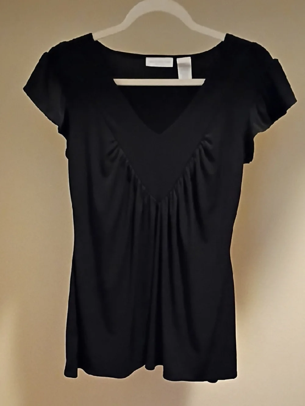Worthington Black V-Neck Short Sleeve Blouse | Size S - Picture 1 of 6
